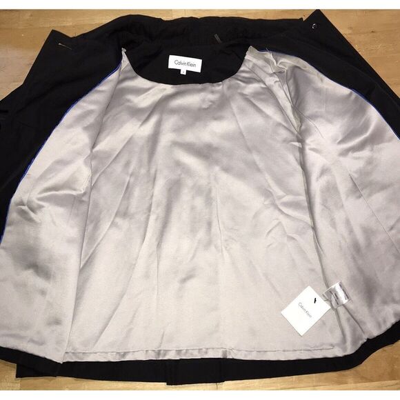 NWT Calvin‎ Klein Women's Size Large Black Button Up Coat Jacket Water Resistant - Picture 6 of 7